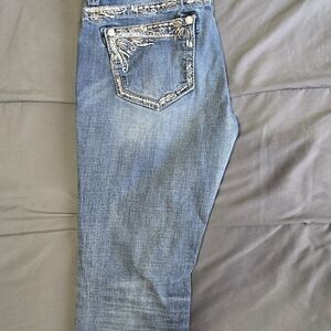 Grace Blue Embellished Cropped Jeans